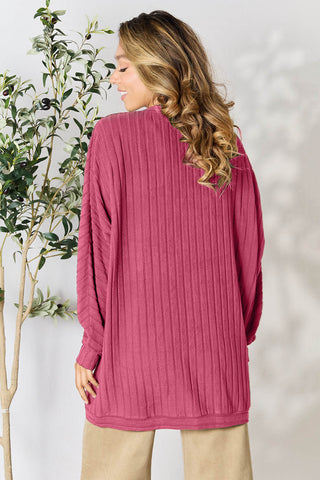 Shop Basic Bae Full Size Ribbed Cocoon Cardigan - High-Quality U.S. Made Women’s Fashion with Free & Fast Shipping