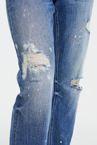 Shop BAYEAS Full Size High Waist Distressed Paint Splatter Pattern Jeans - High-Quality U.S. Made Women’s Fashion with Free & Fast Shipping