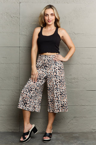 Shop Ninexis Leopard High Waist Flowy Wide Leg Pants with Pockets - High-Quality U.S. Made Women’s Fashion with Free & Fast Shipping