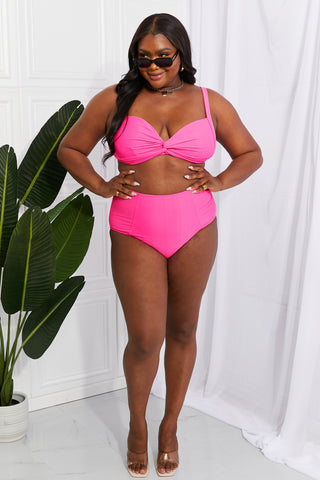 Shop Marina West Swim Take A Dip Twist High-Rise Bikini in Pink - High-Quality U.S. Made Women’s Fashion with Free Fast Shipping