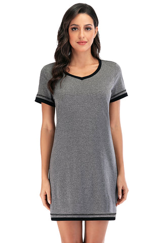 Shop Contrast Trim Short Sleeve Lounge Dress - High-Quality U.S. Made Women’s Fashion with Free & Fast Shipping