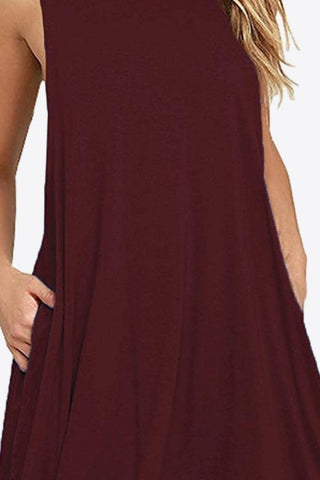 Shop Full Size Round Neck Sleeveless Dress with Pockets - High-Quality U.S. Made Women’s Fashion with Free Fast Shipping