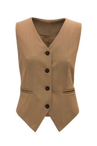 Shop Pocketed Button Up Vest - High-Quality U.S. Made Women’s Fashion with Free Fast Shipping