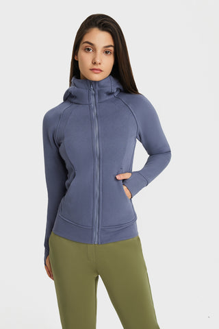 Shop Millennia Zip Up Seam Detail Hooded Sports Jacket - High-Quality U.S. Made Women’s Fashion with Free & Fast Shipping