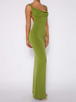 Shop Backless Wide Strap Maxi Dress - High-Quality U.S. Made Women’s Fashion with Free Fast Shipping