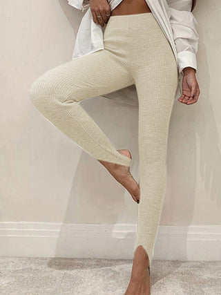 Shop Sand Ribbed Mid Waist Leggings - High-Quality U.S. Made Women’s Fashion with Free & Fast Shipping