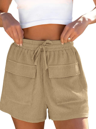 Shop Drawstring High Waist Shorts with Pockets - High-Quality U.S. Made Women’s Fashion with Free Fast Shipping