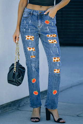 Shop Distressed Pumpkin Jeans with Pockets - High-Quality U.S. Made Women’s Fashion with Free & Fast Shipping