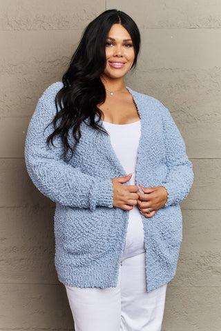 Shop Zenana Falling For You Full Size Open Front Popcorn Cardigan - High-Quality U.S. Made Women’s Fashion with Free & Fast Shipping