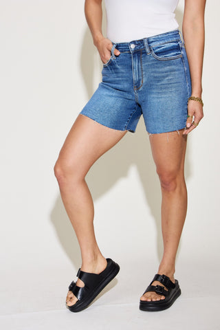 Shop Judy Blue Full Size High Waist Slim Denim Shorts - High-Quality U.S. Made Women’s Fashion with Free & Fast Shipping