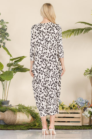 Shop Celeste Full Size Leopard Contrast Dress with Pockets - High-Quality U.S. Made Women’s Fashion with Free & Fast Shipping