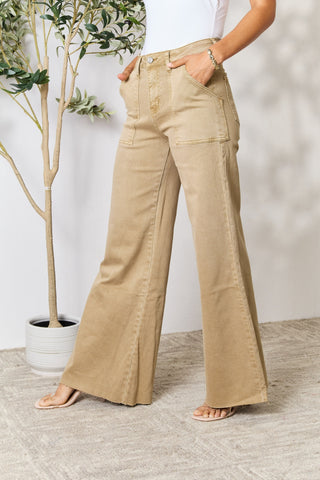 Shop BAYEAS Raw Hem Wide Leg Jeans - High-Quality U.S. Made Women’s Fashion with Free & Fast Shipping