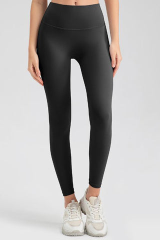 Shop Black Wide Waistband Sport Leggings - High-Quality U.S. Made Women’s Fashion with Free & Fast Shipping