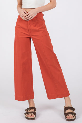 Shop Cinnamon SAGE + FIG Wide Leg Cropped Pants - High-Quality U.S. Made Women’s Fashion with Free & Fast Shipping