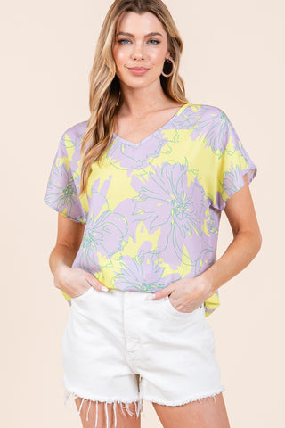 Shop BOMBOM Floral Short Sleeve T-Shirt - High-Quality U.S. Made Women’s Fashion with Free & Fast Shipping