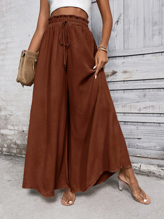 Shop Honey Tied High Waist Wide Leg Pants - High-Quality U.S. Made Women’s Fashion with Free & Fast Shipping