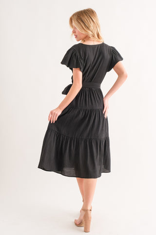 Shop And The Why Textured Tiered Midi Dress - High-Quality U.S. Made Women’s Fashion with Free & Fast Shipping