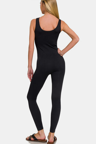 Shop Zenana Ribbed Bra Padded Sports Seamless Jumpsuit - High-Quality U.S. Made Women’s Fashion with Free & Fast Shipping