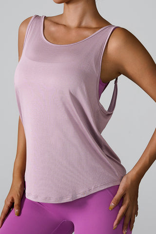 Shop Crisscross Round Neck Active Tank - High-Quality U.S. Made Women’s Fashion with Free & Fast Shipping