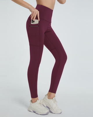 Shop Burgundy High Waist Active Leggings - High-Quality U.S. Made Women’s Fashion with Free & Fast Shipping