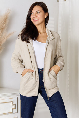 Shop Heimish Full Size Zip-Up Jacket with Pockets - High-Quality U.S. Made Women’s Fashion with Free & Fast Shipping