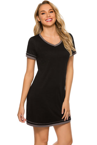 Shop Contrast Trim Short Sleeve Lounge Dress - High-Quality U.S. Made Women’s Fashion with Free & Fast Shipping