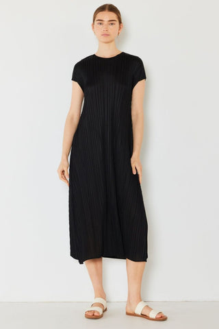 Shop Black Marina West Swim Pleated Cap Sleeve A-Line Dress - High-Quality U.S. Made Women’s Fashion with Free & Fast Shipping