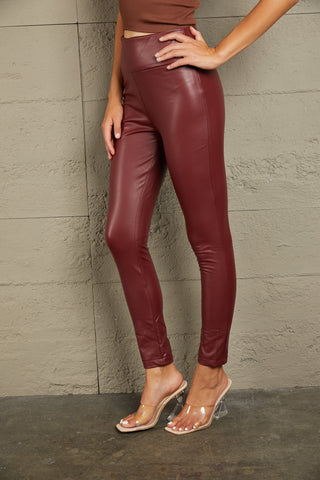 Shop PU High Waist Straight Pants - High-Quality U.S. Made Women’s Fashion with Free & Fast Shipping