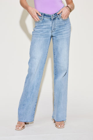 Shop Judy Blue Full Size V Front Waistband Straight Jeans - High-Quality U.S. Made Women’s Fashion with Free & Fast Shipping