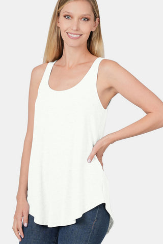 Shop Zenana Round Neck Curved Hem Tank - High-Quality U.S. Made Women’s Fashion with Free & Fast Shipping