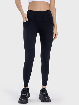 Shop Black Pocketed High Waist Active Leggings - High-Quality U.S. Made Women’s Fashion with Free & Fast Shipping