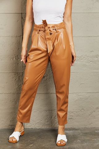 Shop HEYSON Powerful You Full Size Faux Leather Paperbag Waist Pants - High-Quality U.S. Made Women’s Fashion with Free & Fast Shipping