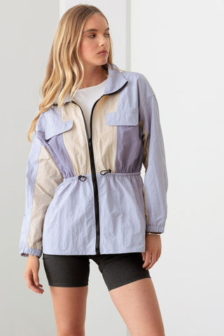 Shop Le Lis Color Block Collared Wind Breaker Jacket - High-Quality U.S. Made Women’s Fashion with Free & Fast Shipping