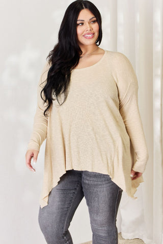 Shop BISCUIT HEYSON Full Size Oversized Sharkbite Hem Top - High-Quality U.S. Made Women’s Fashion with Free & Fast Shipping