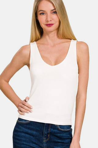 Shop Zenana Double Layer V Neck Tank - High-Quality U.S. Made Women’s Fashion with Free Fast Shipping