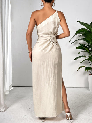 Shop Honey Slit One Shoulder Sleeveless Maxi Dress - High-Quality U.S. Made Women’s Fashion with Free & Fast Shipping