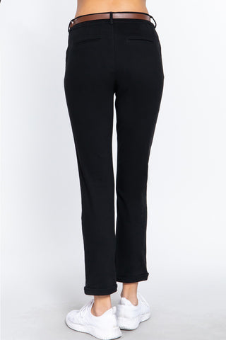 Shop ACTIVE BASIC Cotton-Span Twill Straight Pants - High-Quality U.S. Made Women’s Fashion with Free & Fast Shipping