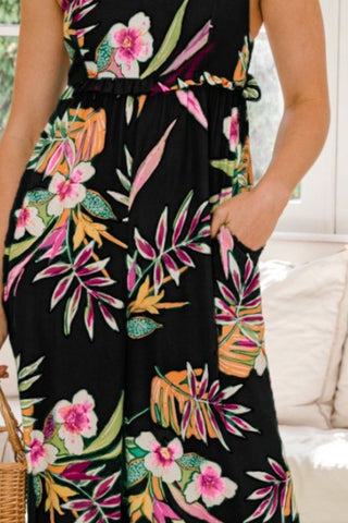 Shop ODDI Full Size Floral Sleeveless Wide Leg Jumpsuit - High-Quality U.S. Made Women’s Fashion with Free & Fast Shipping