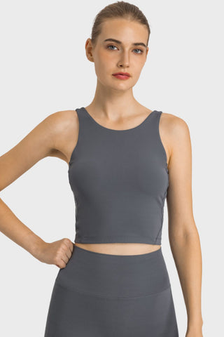 Shop Millennia Feel Like Skin Highly Stretchy Cropped Sports Tank - High-Quality U.S. Made Women’s Fashion with Free & Fast Shipping