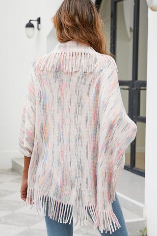 Shop Fringe Detail Printed Poncho - High-Quality U.S. Made Women’s Fashion with Free Fast Shipping