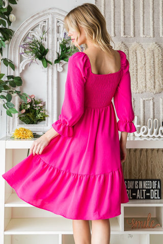 Shop Reborn J Smocked Ruffle Hem Dress - High-Quality U.S. Made Women’s Fashion with Free & Fast Shipping