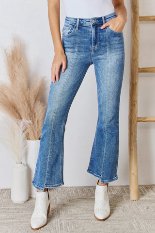 Shop Medium RISEN Full Size High Rise Ankle Flare Jeans - High-Quality U.S. Made Women’s Fashion with Free & Fast Shipping