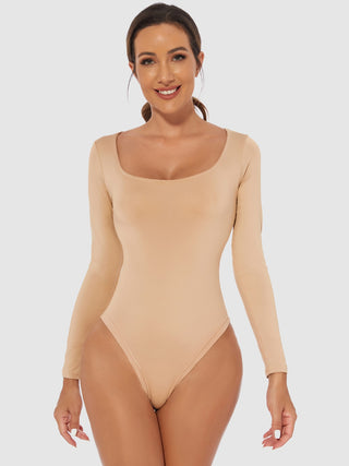 Shop Full Size Scoop Neck Long Sleeve Bodysuit - High-Quality U.S. Made Women’s Fashion with Free & Fast Shipping