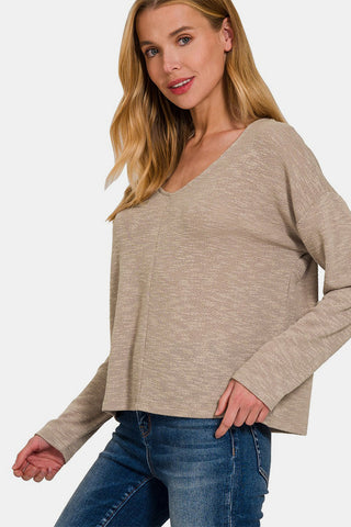 Shop Zenana Dropped Shoulder Long Sleeve T-Shirt - High-Quality U.S. Made Women’s Fashion with Free & Fast Shipping