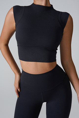 Shop Black Mock Neck Active Tank - High-Quality U.S. Made Women’s Fashion with Free & Fast Shipping