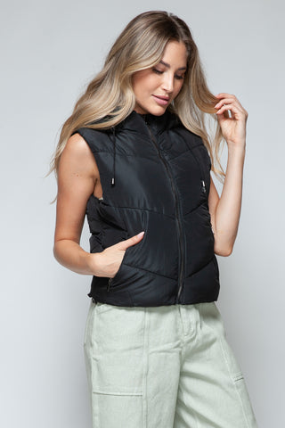 Shop Snobbish Zip Up Quilted Hooded Vest - High-Quality U.S. Made Women’s Fashion with Free Fast Shipping