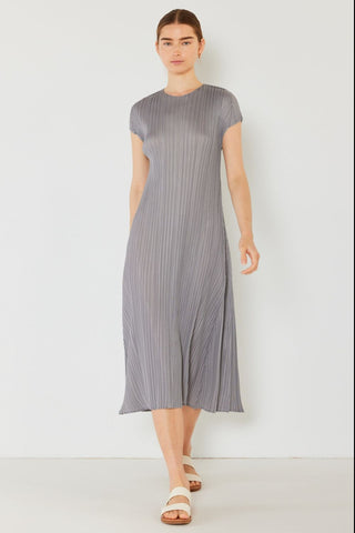 Shop Gray Marina West Swim Pleated Cap Sleeve A-Line Dress - High-Quality U.S. Made Women’s Fashion with Free & Fast Shipping