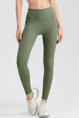 Shop Moss Wide Waistband Sport Leggings - High-Quality U.S. Made Women’s Fashion with Free & Fast Shipping