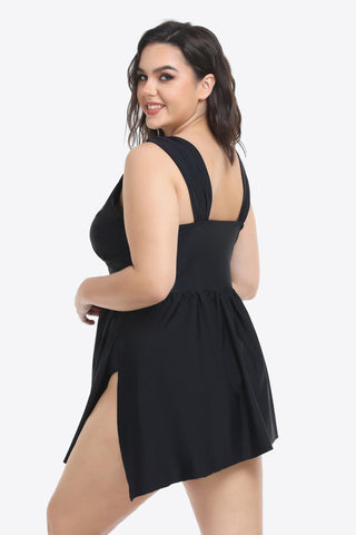 Shop Plus Size Plunge Sleeveless Two-Piece Swimsuit - High-Quality U.S. Made Women’s Fashion with Free Fast Shipping