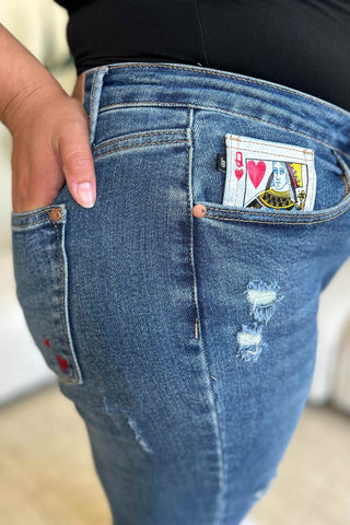 Shop Judy Blue Full Size Queen Of Hearts Coin Pocket BF Jeans - High-Quality U.S. Made Women’s Fashion with Free & Fast Shipping